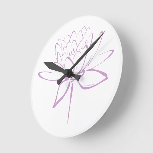 Lotus Calligraphy (Lavender) Ronde Klok (Hoek)