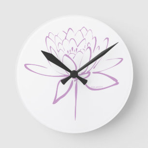 Lotus Calligraphy (Lavender) Ronde Klok