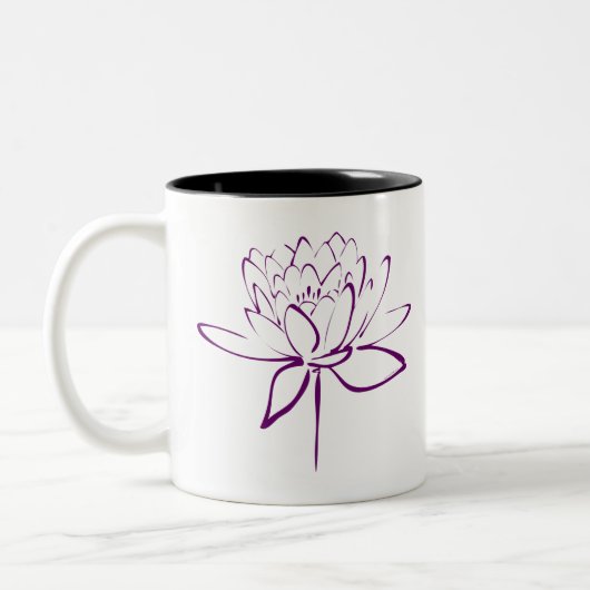 Lotus Calligraphy (Paars) Tweekleurige Koffiemok (Links)
