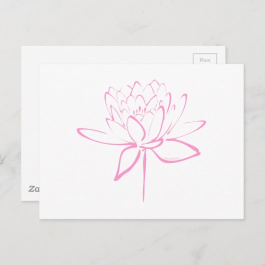Lotus Calligraphy (roze) Briefkaart (Voorkant / Achterkant)