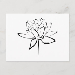 Lotus Calligraphy (zwart) Briefkaart