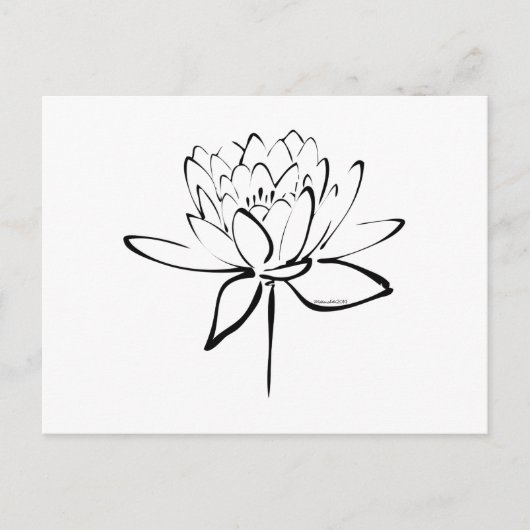 Lotus Calligraphy (zwart) Briefkaart (Voorkant)