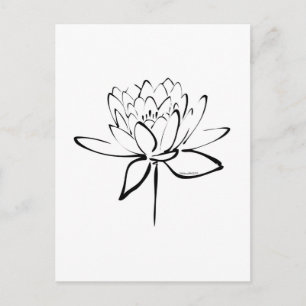 Lotus Calligraphy (zwart) Briefkaart