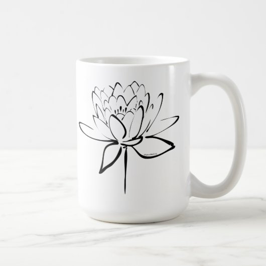 Lotus Calligraphy (Zwart) Koffiemok (Rechts)