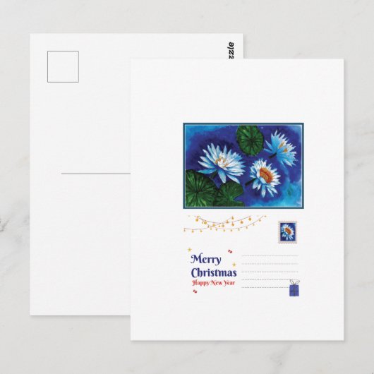 Lotus Christmas Postcard – Peaceful Holiday Greeti Briefkaart (Voorkant / Achterkant)
