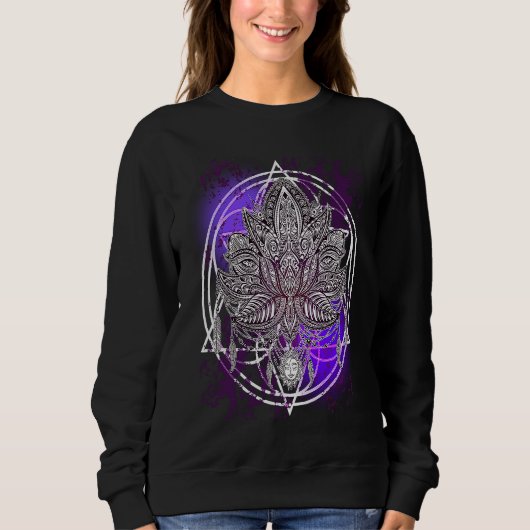 Lotus Crystals Zen Flower Of Life Hippie Sacred Ge Trui (Voorkant)