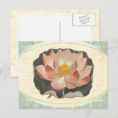 Lotus Damask Elegant Antiek Botanical Briefkaart (Voorkant / Achterkant)