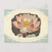 Lotus Damask Elegant Antiek Botanical Briefkaart (Voorkant)