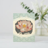 Lotus Damask Elegant Antiek Botanical Briefkaart (Staand voorkant)