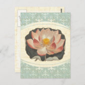 Lotus Damask Elegant Antiek Botanical Briefkaart (Voorkant / Achterkant)