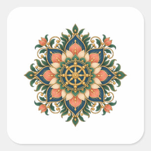Lotus Dharma Wiel Mandala Meditatie Sticker