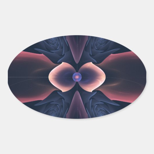 Lotus digitale Abstracte kunst Ovale Sticker (Voorkant)
