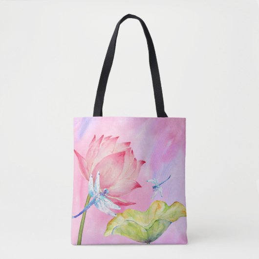 lotus dragonflies waterverf zomer zachte roze tas (Voorkant)