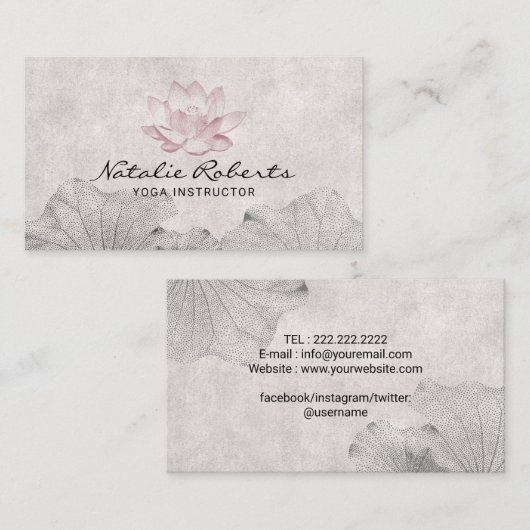  Lotus Drawing Meditation Yoga Instructor Visitekaartje (Voorkant / Achterkant)