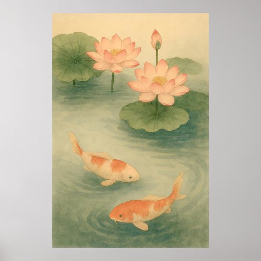 Lotus Drift: Koi in Still Waters Poster (Voorkant)