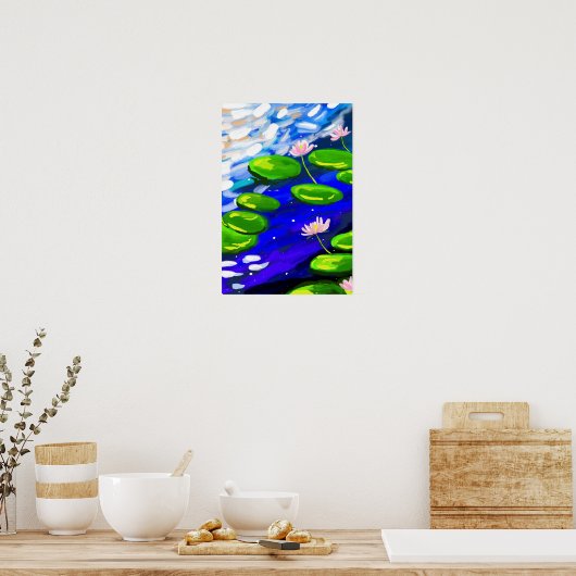 Lotus Drift: reflecties op het water Poster (Keuken)