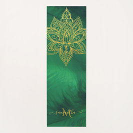Lotus Emerald Gold Mandala Monogram Elegant Yogamat