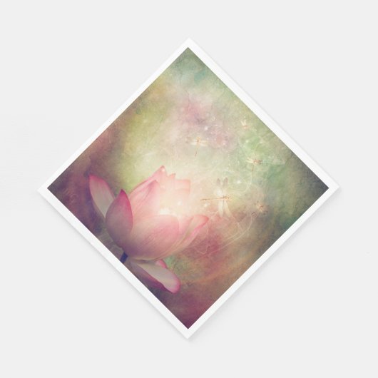 Lotus en Dragonflies Paper Napkin Servet (Hoek)