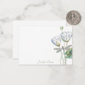 Lotus en dragonfly op maat notitiekaartje (Voorkant / Achterkant in situ)