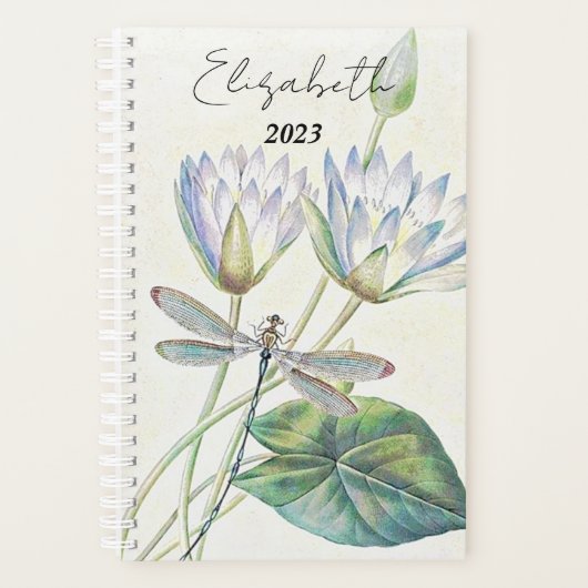 Lotus en libel gepersonaliseerd, jaar op maat planner (Voorkant)
