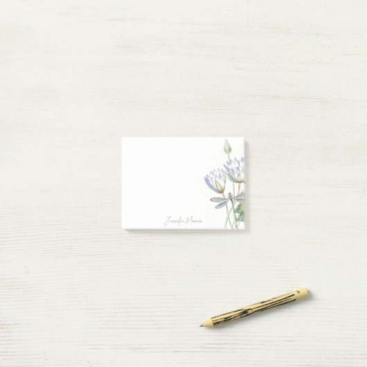 Lotus en libel gepersonaliseerd post-it® notes (Op bureau)