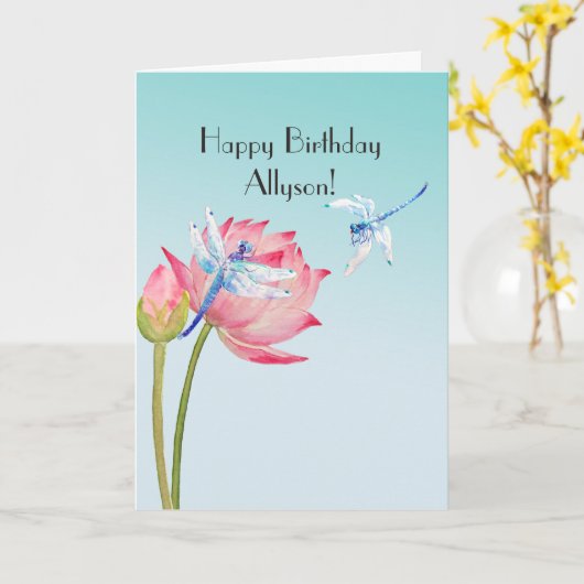 Lotus en libellen kaart (Gele Bloem)