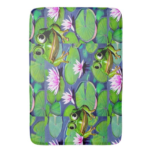 Lotus en Lily Pad Kikkers Badmat (Voorkant Verticaal)