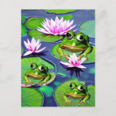 Lotus en Lily Pad Kikkers Briefkaart (Voorkant)