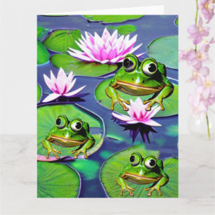 Lotus en Lily Pad Kikkers Kaart