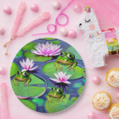 Lotus en Lily Pad Kikkers Papieren Bordje (Feest)