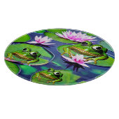 Lotus en Lily Pad Kikkers Snijplank (Hoek)