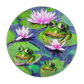 Lotus en Lily Pad Kikkers Snijplank (Voorkant)