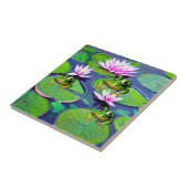 Lotus en Lily Pad Kikkers Tegeltje (Zijkant)