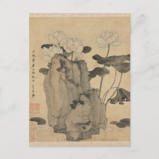 Lotus en Rocks door Chen Hongshou Briefkaart (Voorkant)