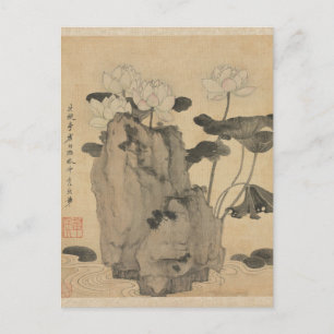 Lotus en rotsen door Chen Hongshou Briefkaart