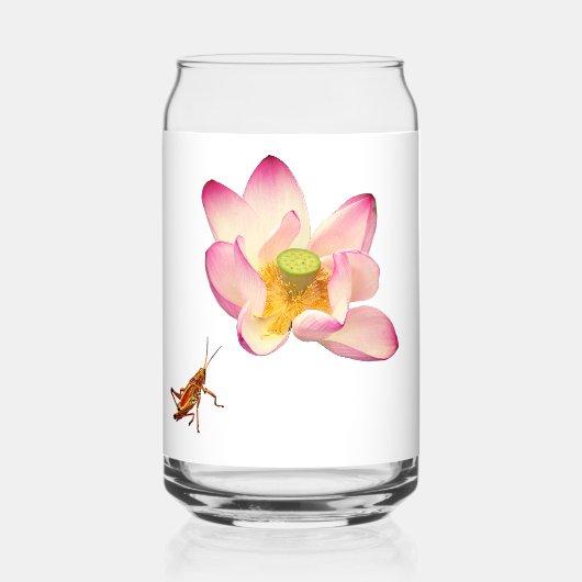 Lotus en sprinkhaan blikvorm glas (Voorkant)