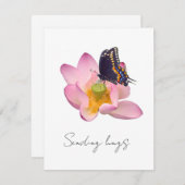 Lotus en vlinder bedankkaart (Voorkant / Achterkant)