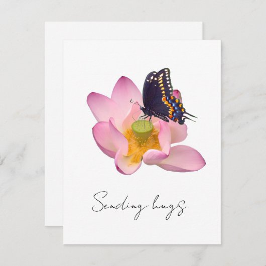 Lotus en vlinder bedankkaart (Voorkant / Achterkant)