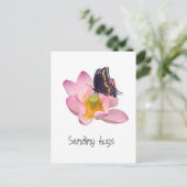 Lotus en vlinder briefkaart (Staand voorkant)