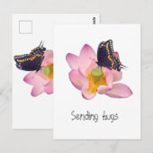 Lotus en vlinder briefkaart (Voorkant / Achterkant)