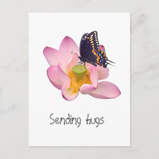 Lotus en vlinder briefkaart (Voorkant)