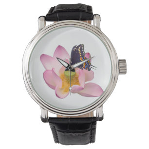 Lotus en vlinder horloge