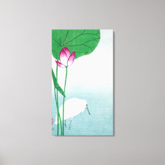 Lotus en witte reiger, Koson, Ukiyo-e Canvas Afdruk (Voorkant)