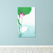 Lotus en witte reiger, Koson, Ukiyo-e Canvas Afdruk (Insitu (Houten vloer))