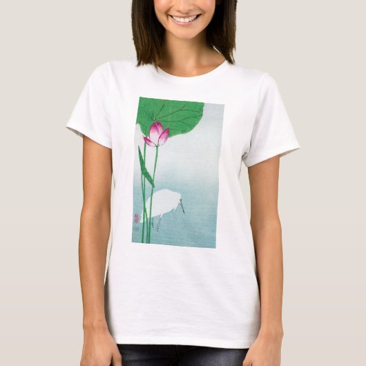 Lotus en witte reiger, Koson, Ukiyo-e T-shirt (Voorkant)