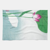 Lotus en witte reiger, Koson, Ukiyo-e Theedoek (Horizontaal)