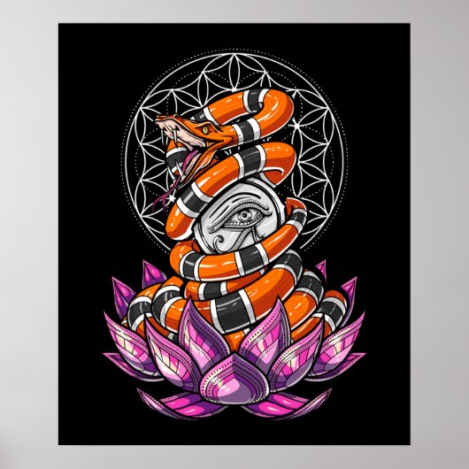 Lotus Eye of Horus Snake Flower of Life Poster (Voorkant)