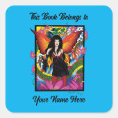 Lotus Fairy Chinese Water Dragon Bookplate Vierkante Sticker (Voorkant)