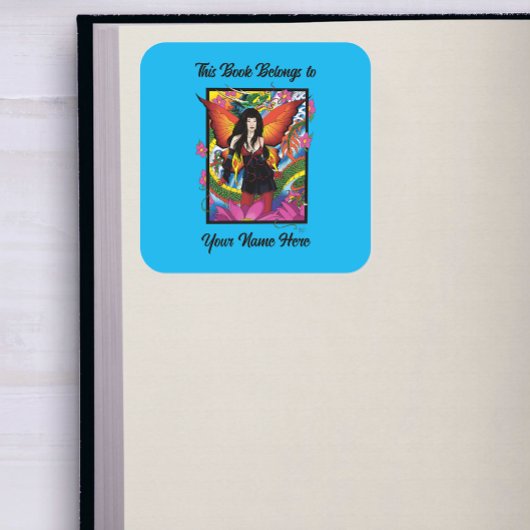 Lotus Fairy Chinese Water Dragon Bookplate Vierkante Sticker