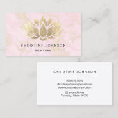 Lotus Faux Gold folie op roze marmer Visitekaartje (Voorkant / Achterkant)